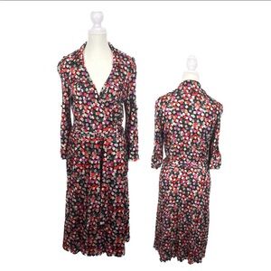 Diane Von Furstenberg Red and Black Squares Wrap Dress